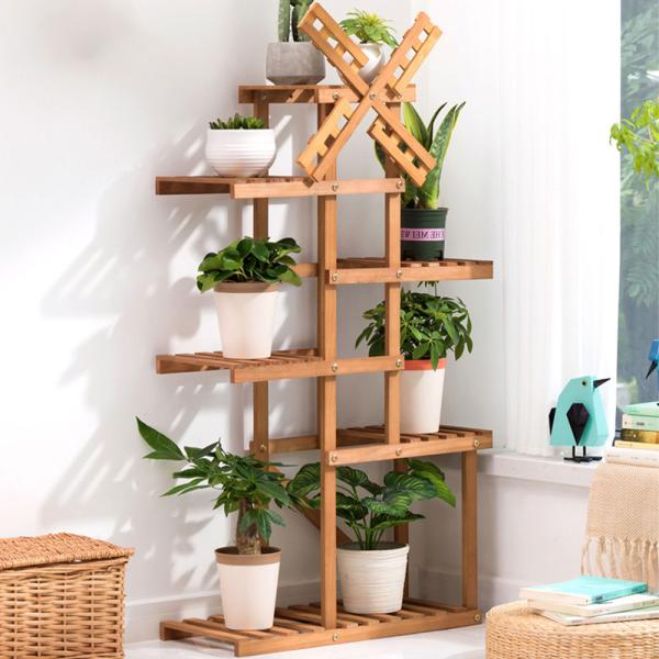 Qian Massivholz Regal mehrstufig Blumenständer Blumentopfständer 62*25*103cm